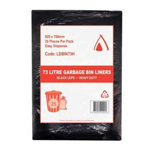 Tailored Packaging Heavy Duty Garbage Bin Liners 73L Black LDPE 250