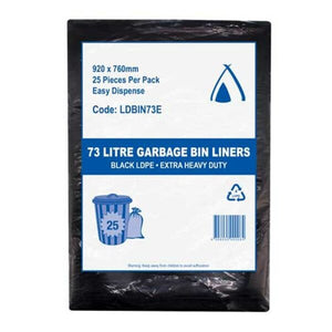 Tailored Packaging Extra Heavy Duty Garbage Bin Liners 73L Black LDPE 250