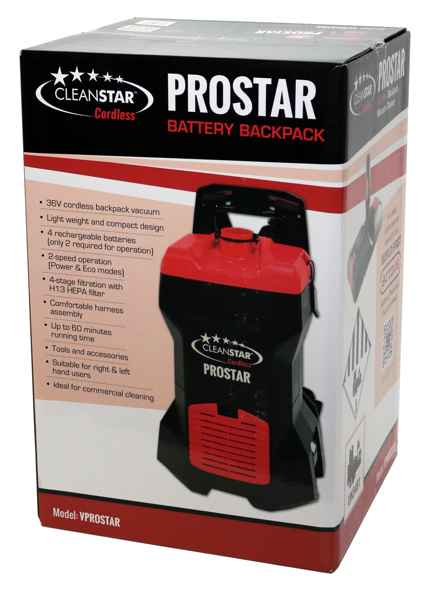 Cleanstar PROSTAR 36V cordless backpack vacuum cleaner product package