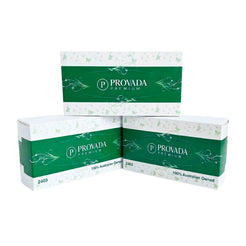 Three boxes of Provada Premium product arranged in a stack on a plain white background. The boxes are white with a wide dark green band across the front, featuring the Provada Premium logo and decorative leaf motifs.