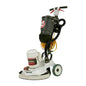 A Livac industrial floor buffer/grinder machine with a black motor housing, white base, yellow cord, and black handle, shown on a plain white background.