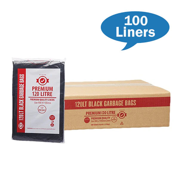 Premium Heavy Duty 120Lt Black Bin Liners