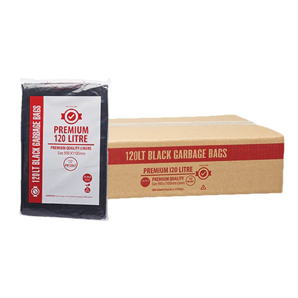 Premium Heavy Duty 120Lt Black Bin Liners