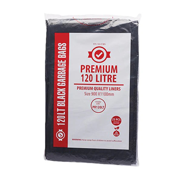 Premium Heavy Duty 120Lt Black Bin Liners