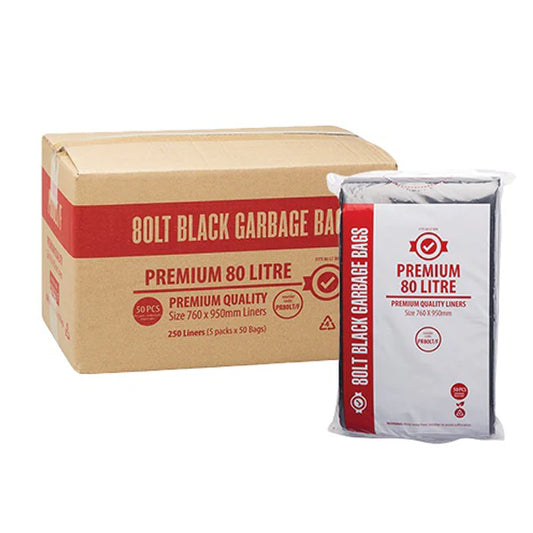 Premium Heavy Duty 80Lt Black Bin Liners