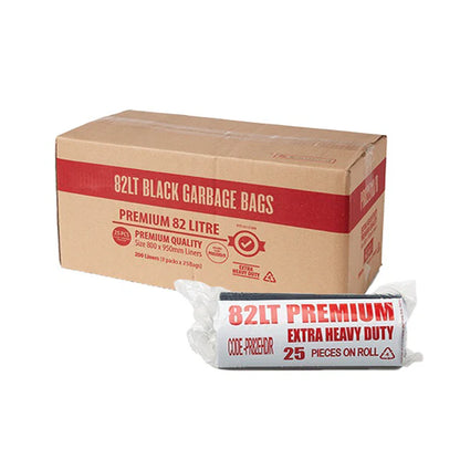 Premium Extra Heavy Duty 82Lt Black Bin Liners Roll