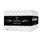 A box of Provada Premium tissue paper, 80 metres (16 rolls), featuring a black central label with white text and decorative flourishes, and a white patterned top and bottom section with small gray butterfly motifs.
