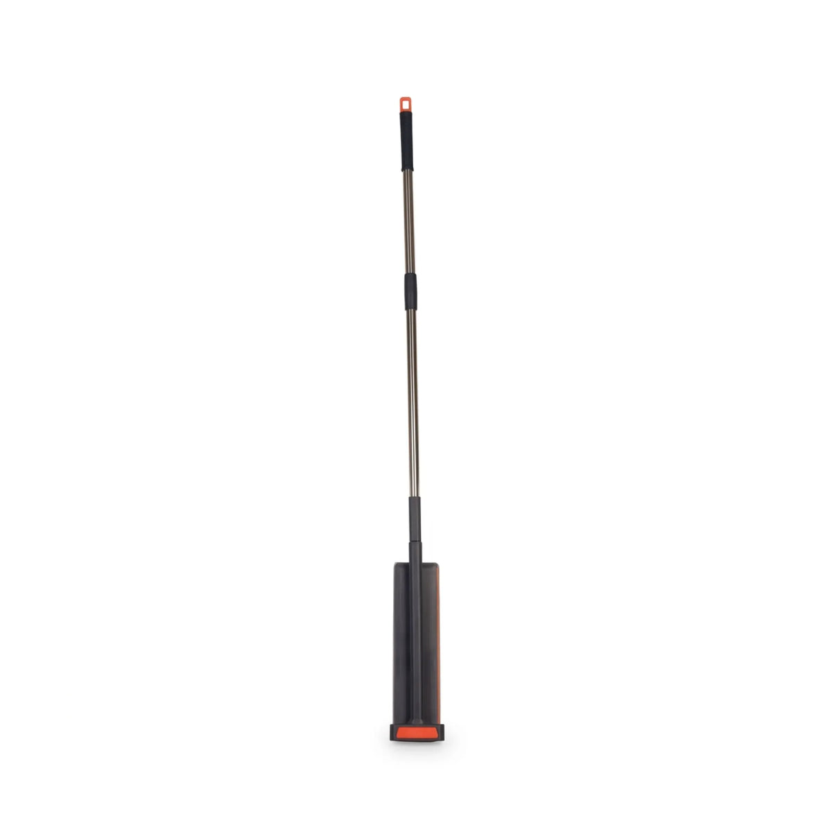A long-handled floor cleaner or mop with a dark gray and black body, featuring a small orange accent at the top and base, shown on a plain white background.