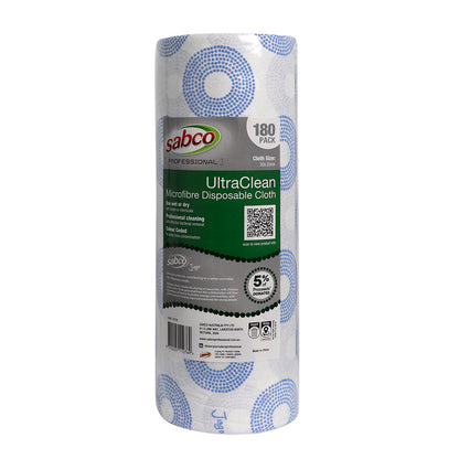 Sabco UltraClean Disposable Microfibre Cloths – 180pk