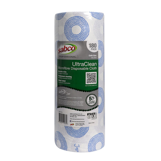 Sabco UltraClean Disposable Microfibre Cloths – 180pk