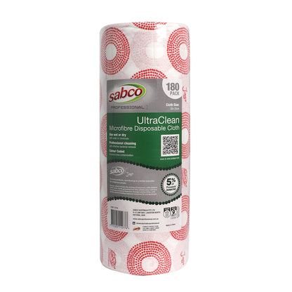 Sabco UltraClean Disposable Microfibre Cloths – 180pk