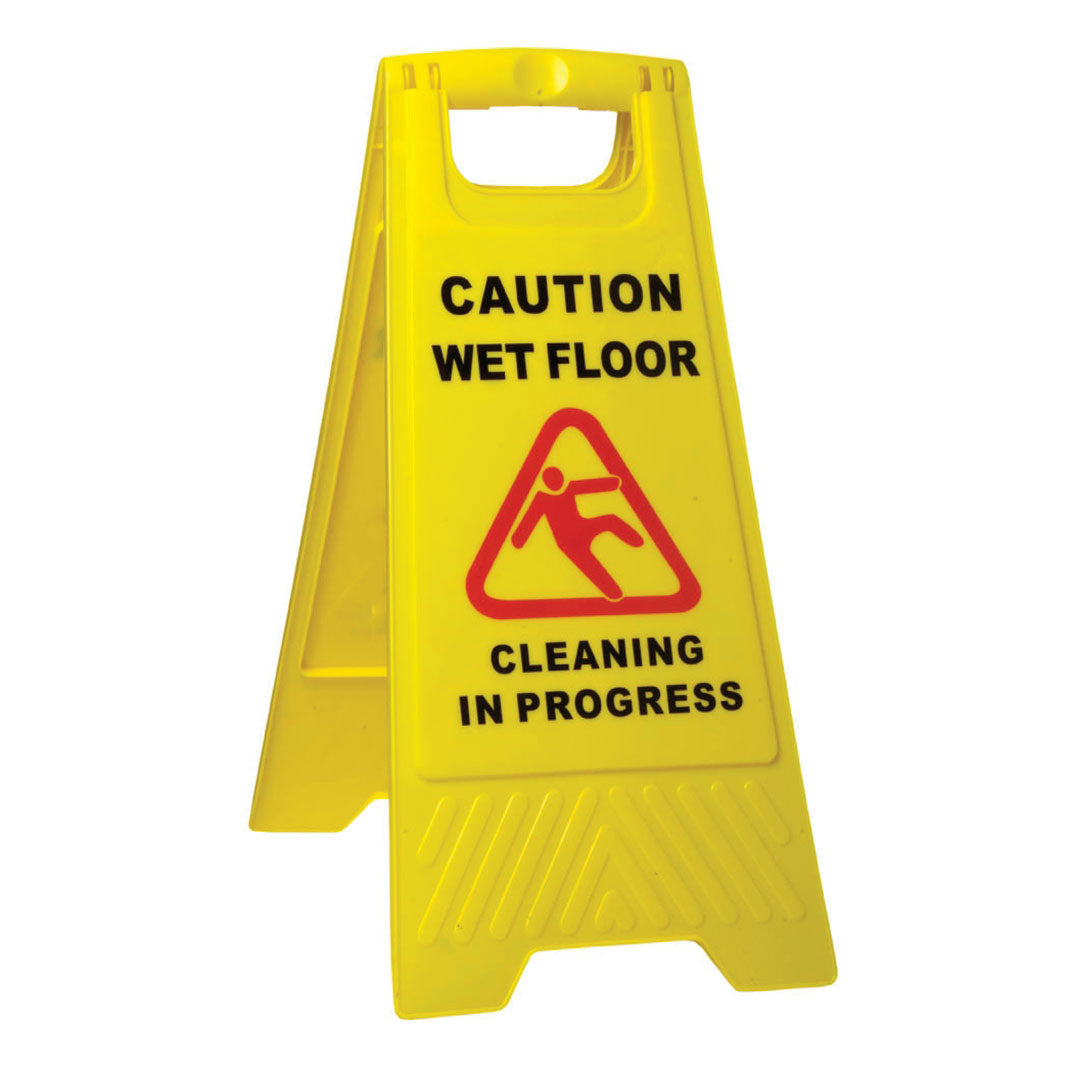 Sabco Pro Caution Wet Floor Sign / Cleaning in Progress A-Frame Yellow
