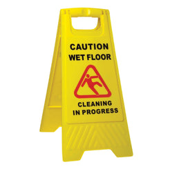 Sabco Pro Caution Wet Floor Sign / Cleaning in Progress A-Frame Yellow