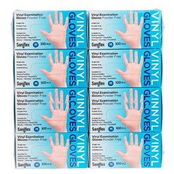 Saniflex Disposable Vinyl Gloves Powder Free - Clear - 100 Pack Medium