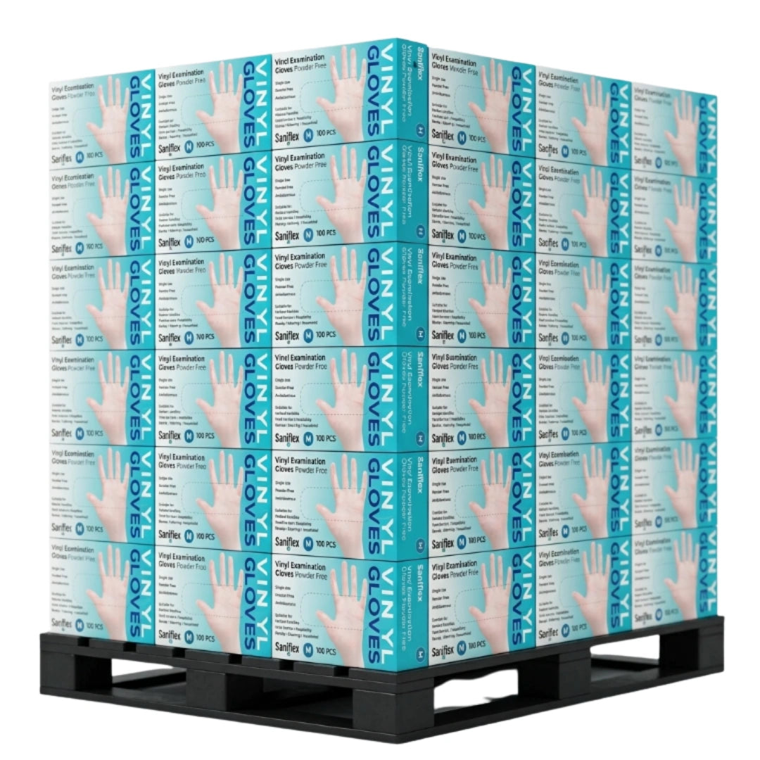 Saniflex Disposable Vinyl Gloves Powder Free - Clear - 100 Pack Medium