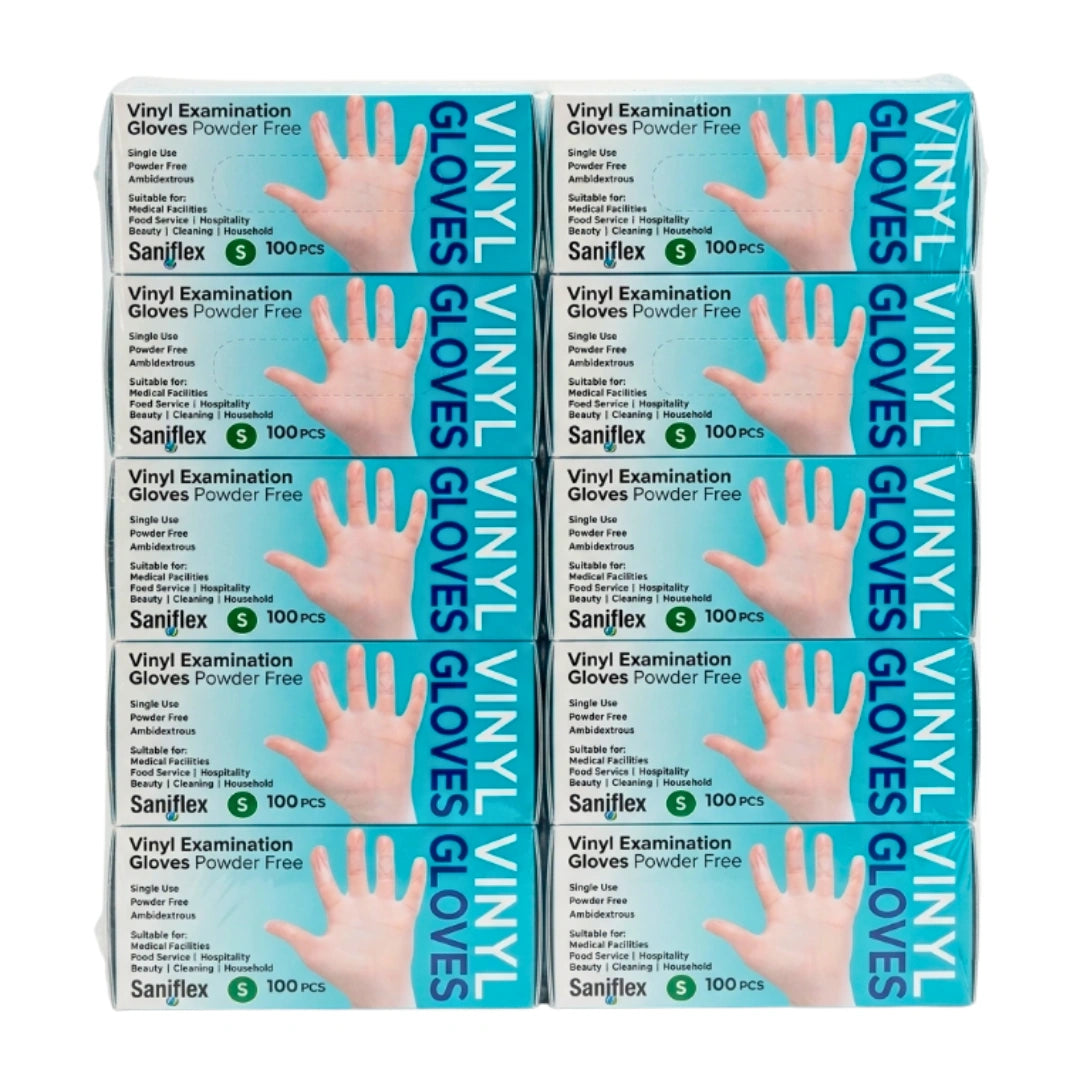 Saniflex Disposable Vinyl Gloves Powder Free - Clear - 100 Pack Small