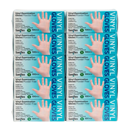 Saniflex Disposable Vinyl Gloves Powder Free - Clear - 100 Pack Small