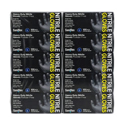 Saniflex Heavy Duty Black Nitrile Gloves 100 Pack Large
