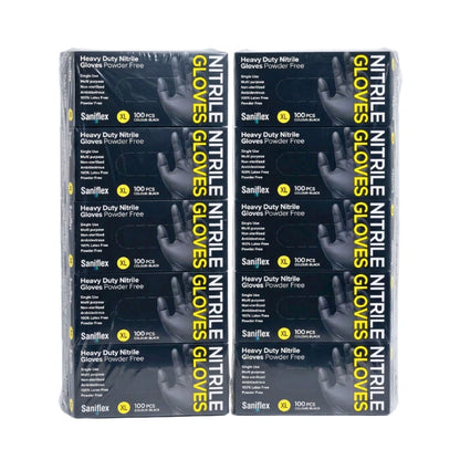 Saniflex Heavy Duty Black Nitrile Gloves 100 Pack X-Large