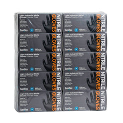 Saniflex Light Industrial Black Nitrile Gloves 100 Pack Medium