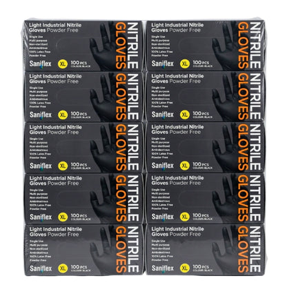 Saniflex Light Industrial Black Nitrile Gloves 100 Pack XL