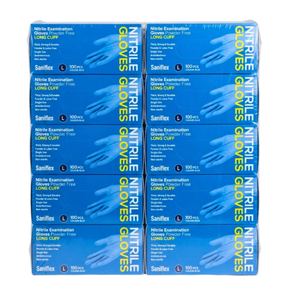 Saniflex Nitrile Glove Long Cuff Blue Large, 100 pcs Pack