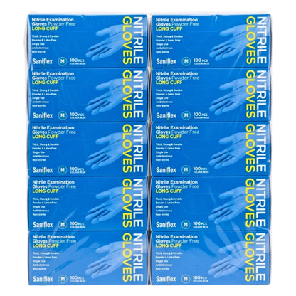 Saniflex Nitrile Glove Long Cuff Blue Medium, 100 pcs Pack
