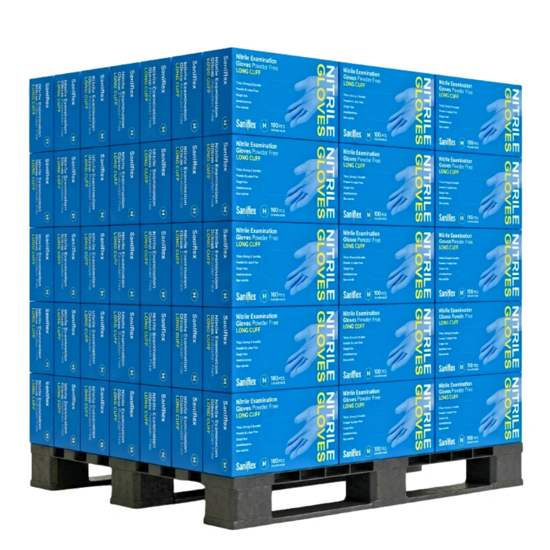 Saniflex Nitrile Glove Long Cuff Blue Medium, 100 pcs Pack