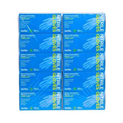 Saniflex Nitrile Glove Long Cuff Blue Small, Box 100