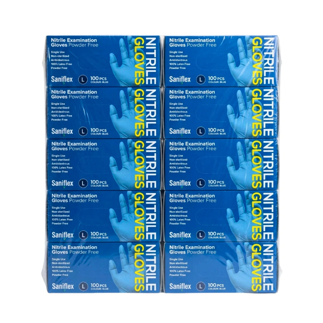 Saniflex Nitrile Gloves Large - Powder Free - Blue 100 Pack