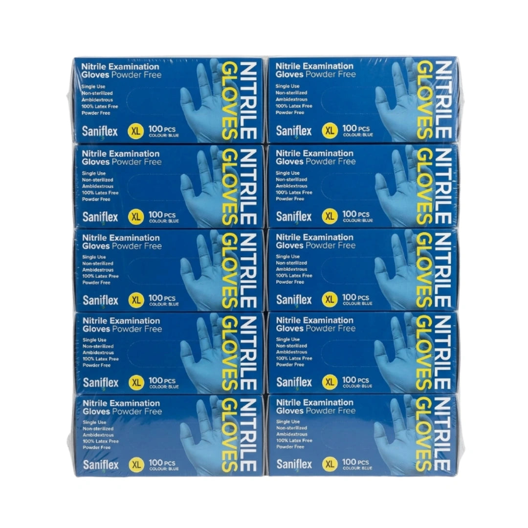 Saniflex Nitrile Gloves XL - Powder Free - Blue 100 Pack