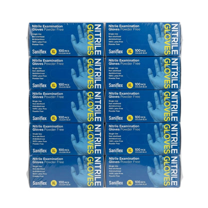 Saniflex Nitrile Gloves XL - Powder Free - Blue 100 Pack