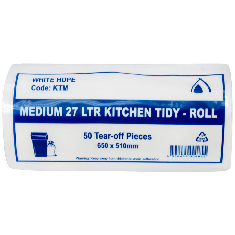 Tailored Packaging 27L HDPE Medium Garbage White Bin Liners