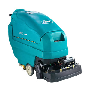 A teal and black Temlar 1910 wet floor scrubber machine shown from a three-quarter angle on a solid white background.