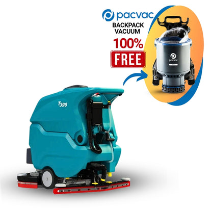 Tennant T390 Walk-Behind Floor Scrubber + Free Pacvac Vacuum Cleaner