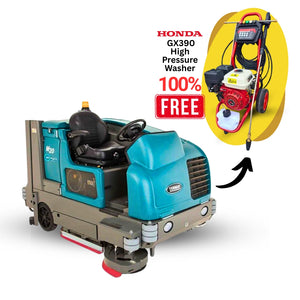 Tennant M20 Ride-On Sweeper-Scrubber + Free Black Jet Honda Powered GX390 Petrol High Pressure Washer