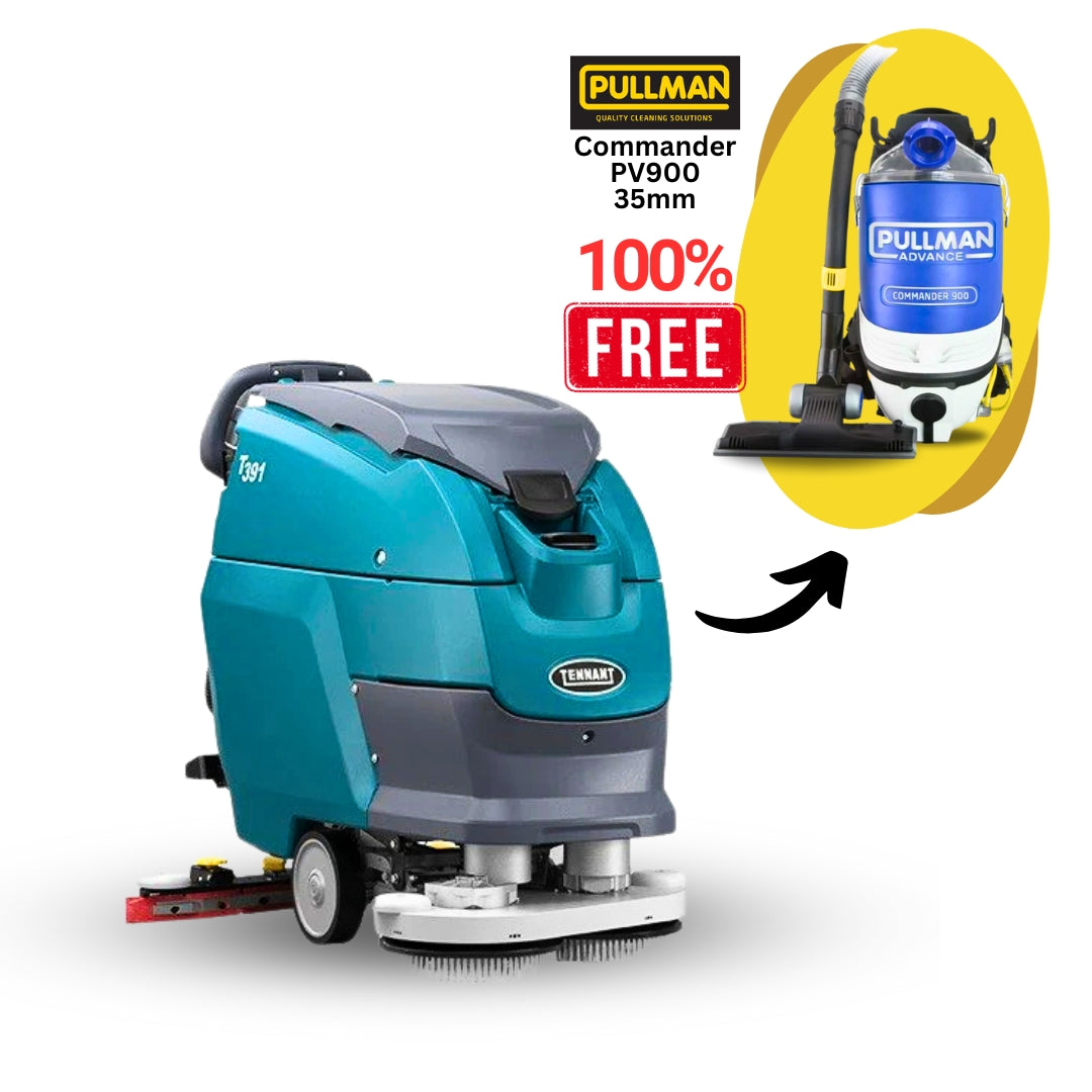 Tennant T391 Walk-Behind Floor Scrubber + Free Pullman Commander Vacuum