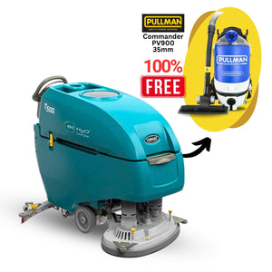 Tennant T500e Walk-Behind Floor Scrubber + Free Pullman Commander PV900 Vacuum