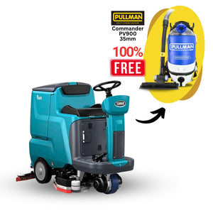 Tennant T681 Small Ride-On Scrubber + Free Pullman Commander PV900 Vacuum