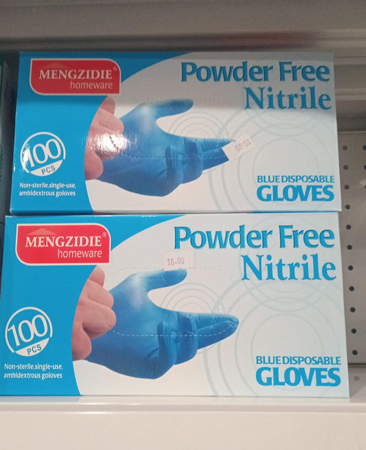 Mengzidie Powder Free Nitrile Gloves Blue