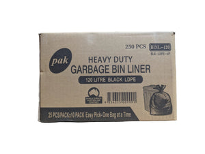 Pak 120L Heavy Duty Garbage Bin Liner 250 Pcs