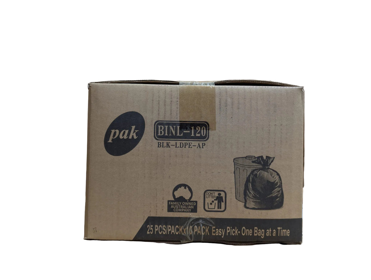 Pak 120L Heavy Duty Garbage Bin Liner 250 Pcs