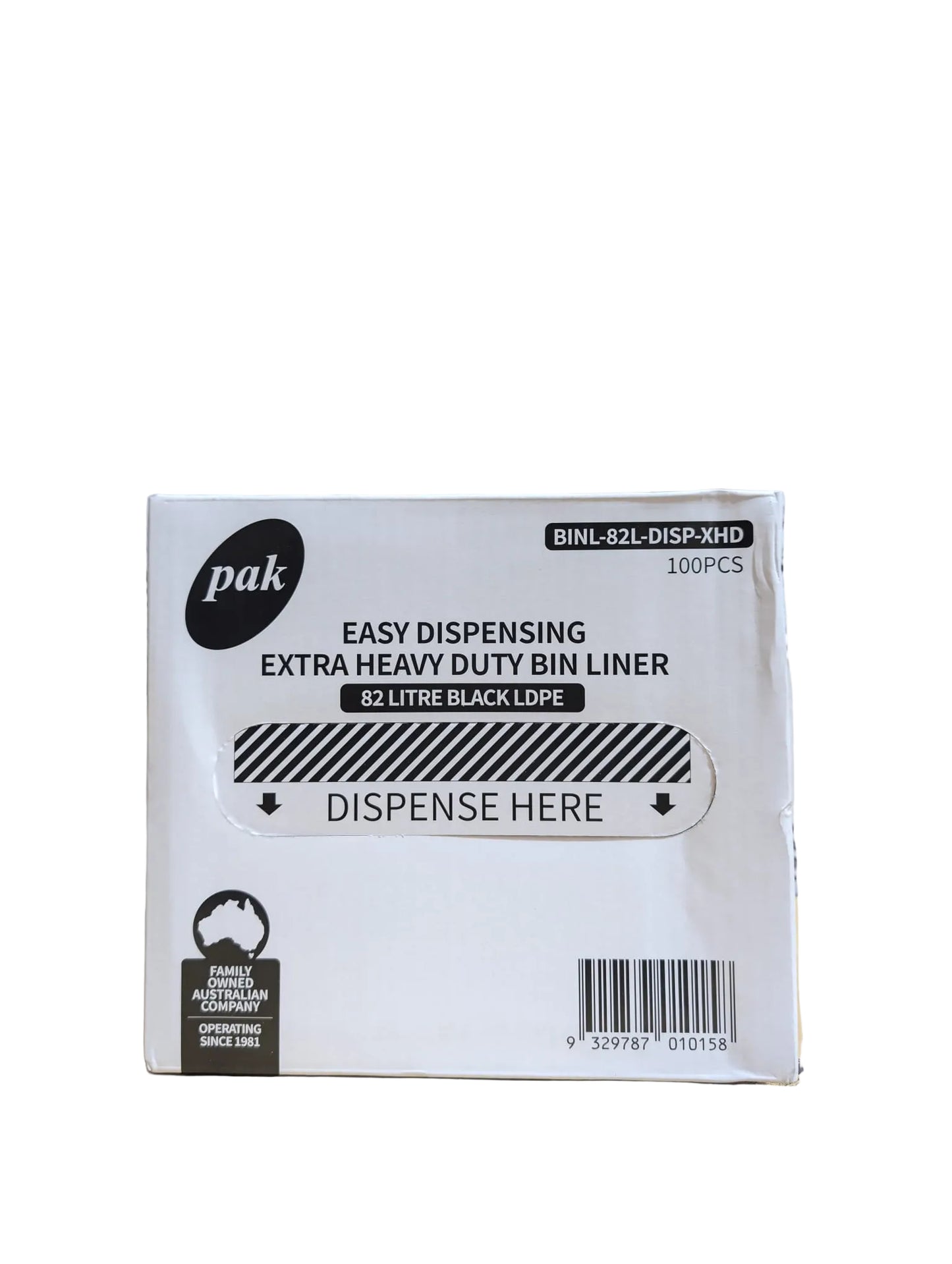 Pak 82L Extra Heavy Duty Easy Dispensing Bin Liner 100 Pcs