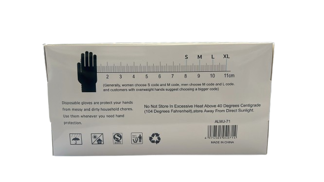 TSA Heavy Duty Extra Strong Black Nitrile Disposable Gloves - M/L/XL