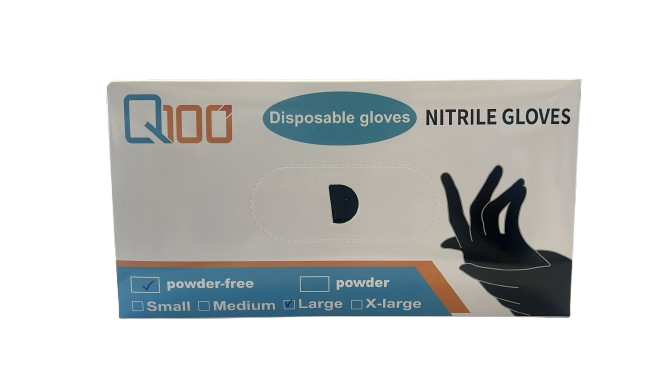 TSA Heavy Duty Extra Strong Black Nitrile Disposable Gloves - M/L/XL