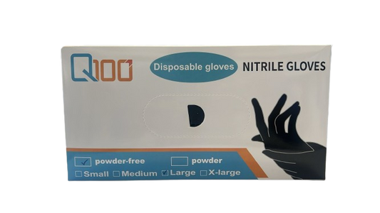 TSA Heavy Duty Extra Strong Black Nitrile Disposable Gloves - M/L/XL
