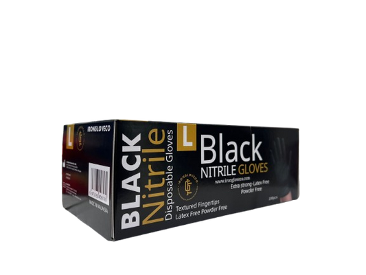 Iron Essentials 5.5g Black Nitrile Disposable Gloves