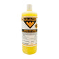 A bottle of WWCS Bugga Off Liquid bug remover, filled with yellow liquid, featuring a white cap and a white label with orange and black branding.