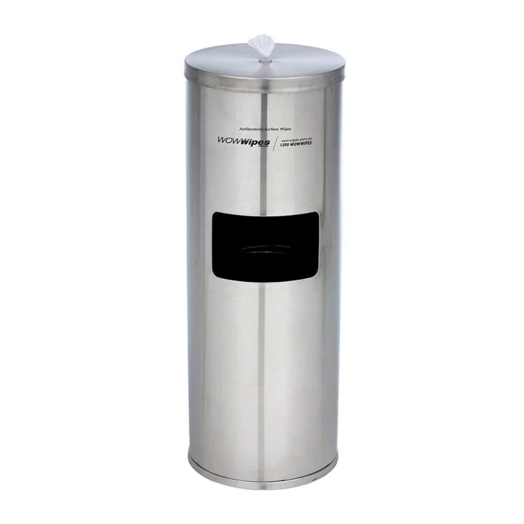 Wow Wipes - Antibacterial Wipes Dispenser + Bin – Freestanding Stainless Steel