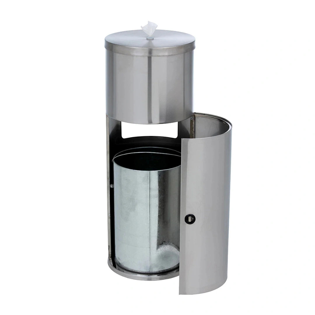Wow Wipes - Antibacterial Wipes Dispenser + Bin – Freestanding Stainless Steel